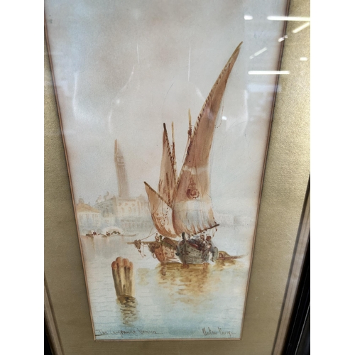 150 - An early 20th century framed watercolour titled 'The Campenile Venice' and signed lower right - appr... 