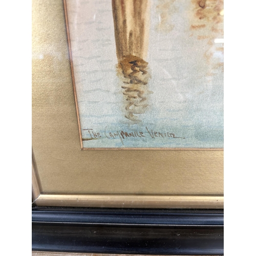 150 - An early 20th century framed watercolour titled 'The Campenile Venice' and signed lower right - appr... 