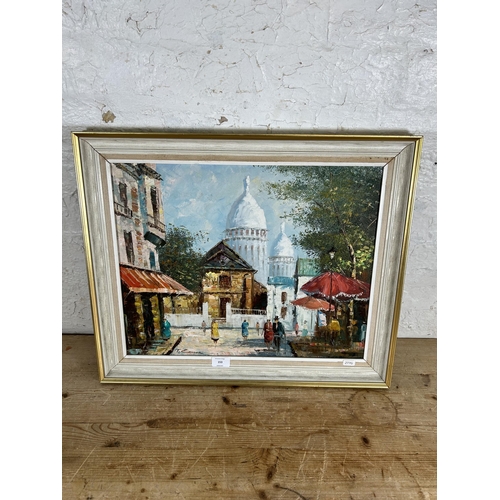 153 - A mid 20th century framed impressionist style oil painting of a Parisian scene, signed lower left - ... 