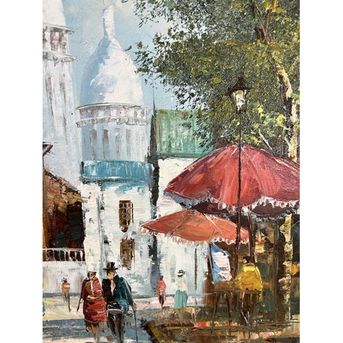 153 - A mid 20th century framed impressionist style oil painting of a Parisian scene, signed lower left - ... 