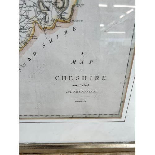 160 - A framed map of Cheshire - approx. 57cm high x 67cm wide