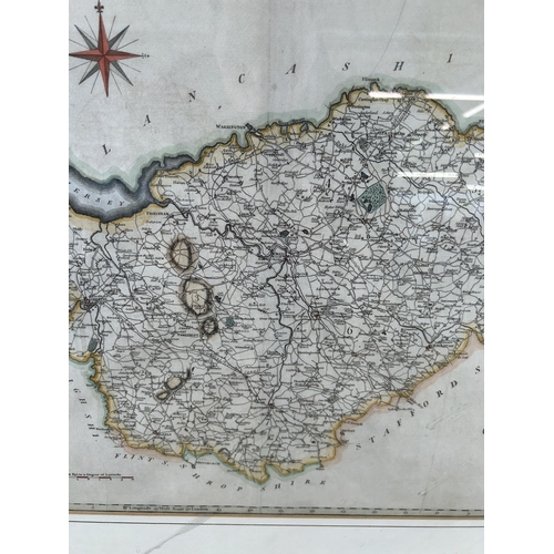 160 - A framed map of Cheshire - approx. 57cm high x 67cm wide