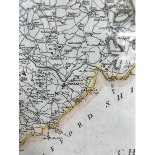 160 - A framed map of Cheshire - approx. 57cm high x 67cm wide