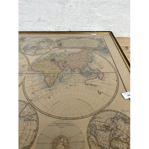 168 - A 1960s Leisure Arts Mappe Monde World Map print - approx. 64cm high x 75cm wide