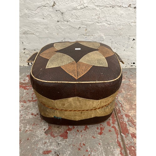 101 - A Moroccan brown leather footstool