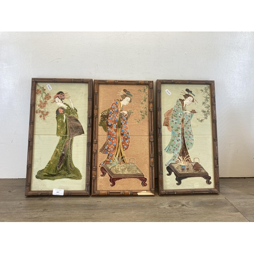 267 - Three framed Maws The Revival of an Ancient Craft Majolica tile wall plaques - approx. 43cm high x 2... 