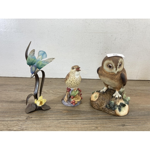 268 - Seven ceramic bird figurines to include Crown Staffordshire no. 277 Long Tail Tit, Beswick Wren, Roy... 