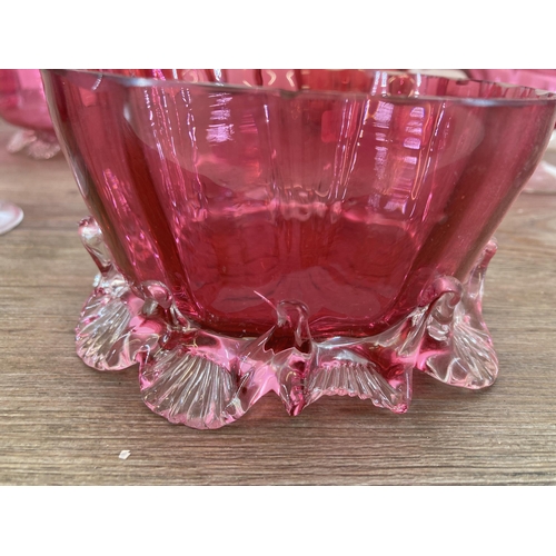 273 - A collection of Victorian and later cranberry glassware