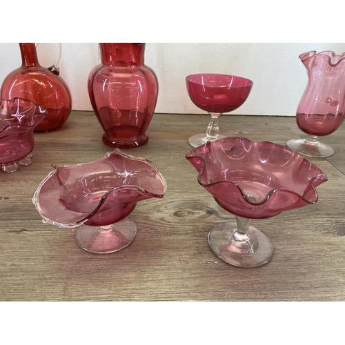 273 - A collection of Victorian and later cranberry glassware