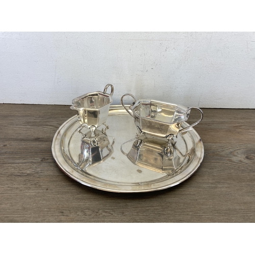 314 - Eight pieces of 19th century and later silver plated ware to include Made in Sheffield teapot, sugar... 