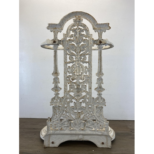 320 - A Victorian Coalbrookdale style cast iron stick stand - approx. 70.5cm high