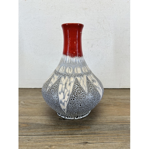 197 - A mid 20th century West German fat lava pottery vase - approx. 22cm high