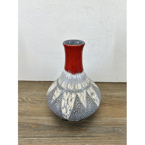 197 - A mid 20th century West German fat lava pottery vase - approx. 22cm high