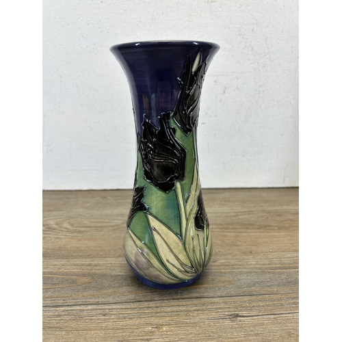 213 - A Moorcroft Pottery Black Tulip pattern vase designed by Sally Tuffin - approx. 20cm high