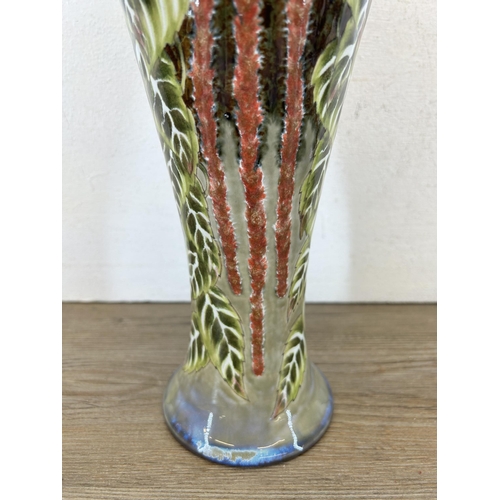 216 - A Cobridge Stoneware tapered vase - approx. 30cm high