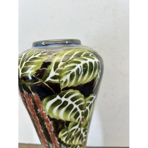 216 - A Cobridge Stoneware tapered vase - approx. 30cm high