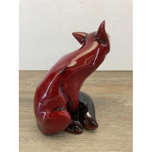 229 - A Royal Doulton Flambé fox figurine - approx. 25cm high