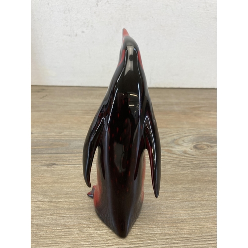 231 - A boxed Royal Doulton Flambé penguin figurine - approx. 15cm high