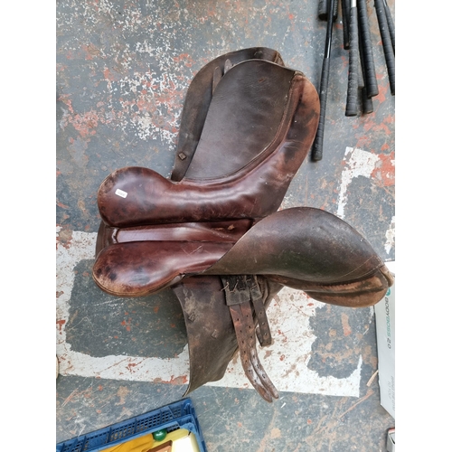 640 - An Alsager & Sandbach Saddlery leather horse riding saddle