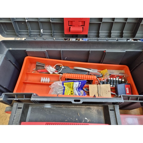 684 - Three tool boxes containing a large collection of tools together with boxed Tool Tech 240v circular ... 