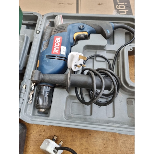 685 - Five handheld power tools to include cased Bosch PSR18 hammer drill with battery and charger, cased ... 