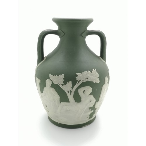 177A - A Wedgwood green Jasperware Portland vase - approx. 18cm high