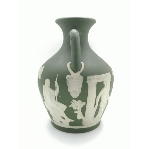 177A - A Wedgwood green Jasperware Portland vase - approx. 18cm high