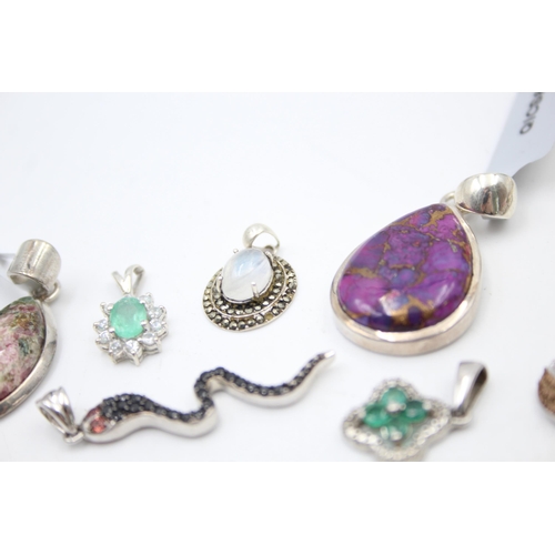 1152 - Twelve .925 silver gemstone set pendants to include TGGC etc. - approx. gross weight 41 grams