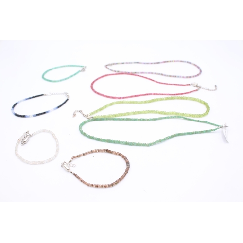 1154 - Eight .925 silver gemstone necklaces and bracelets to include TGGC etc. - approx. gross weight 83 gr... 