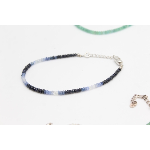 1154 - Eight .925 silver gemstone necklaces and bracelets to include TGGC etc. - approx. gross weight 83 gr... 