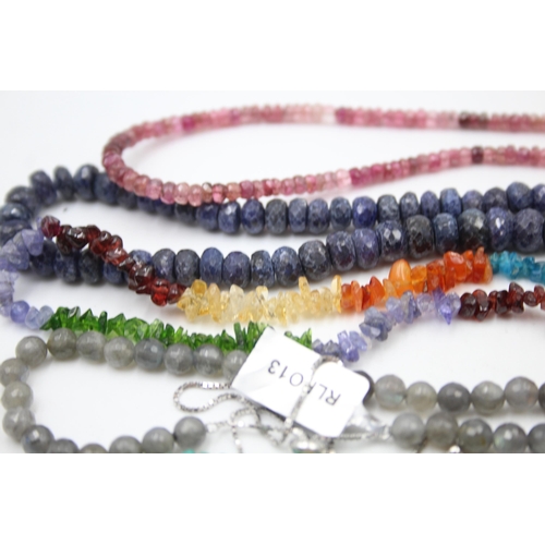 1158 - Eight .925 silver gemstone necklaces to include TGGC etc. - approx. gross weight 201 grams