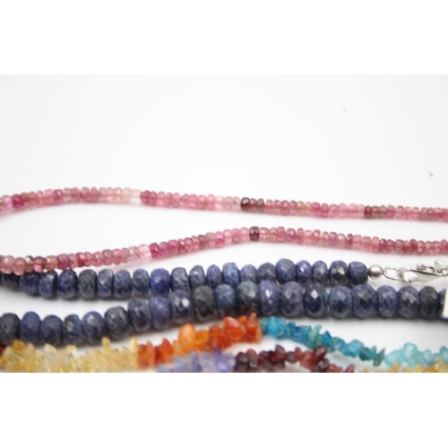 1158 - Eight .925 silver gemstone necklaces to include TGGC etc. - approx. gross weight 201 grams