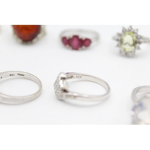 1159 - Twelve .925 silver gemstone set rings to include TGGC etc. - approx. gross weight 48 grams