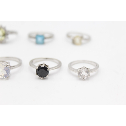 1159 - Twelve .925 silver gemstone set rings to include TGGC etc. - approx. gross weight 48 grams