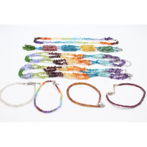 1160 - Eight .925 silver gemstone necklaces and bracelets to include TGGC etc. - approx. gross weight 163 g... 