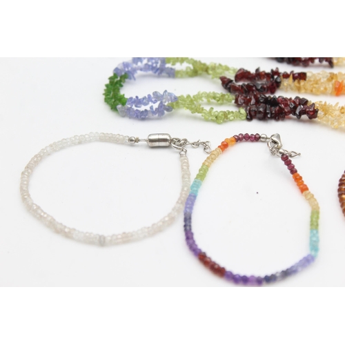 1160 - Eight .925 silver gemstone necklaces and bracelets to include TGGC etc. - approx. gross weight 163 g... 