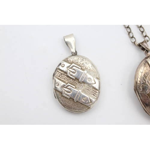 1162 - Two .925 silver Victorian style locket pendants - approx. gross weight 46 grams