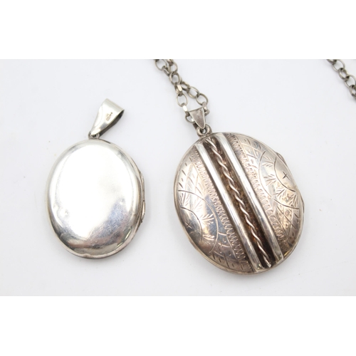 1162 - Two .925 silver Victorian style locket pendants - approx. gross weight 46 grams