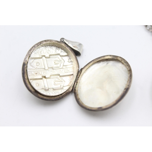 1162 - Two .925 silver Victorian style locket pendants - approx. gross weight 46 grams