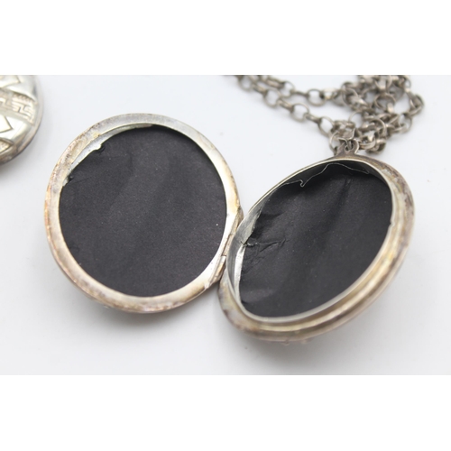 1162 - Two .925 silver Victorian style locket pendants - approx. gross weight 46 grams