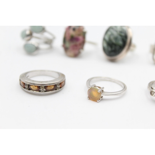 1164 - Twelve .925 silver gemstone set rings to include TGGC etc. - approx. gross weight 72 grams