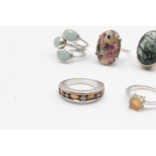 1164 - Twelve .925 silver gemstone set rings to include TGGC etc. - approx. gross weight 72 grams