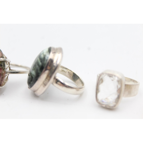 1164 - Twelve .925 silver gemstone set rings to include TGGC etc. - approx. gross weight 72 grams