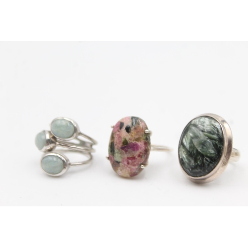 1164 - Twelve .925 silver gemstone set rings to include TGGC etc. - approx. gross weight 72 grams