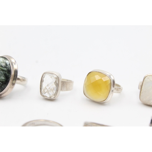 1164 - Twelve .925 silver gemstone set rings to include TGGC etc. - approx. gross weight 72 grams