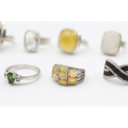 1164 - Twelve .925 silver gemstone set rings to include TGGC etc. - approx. gross weight 72 grams