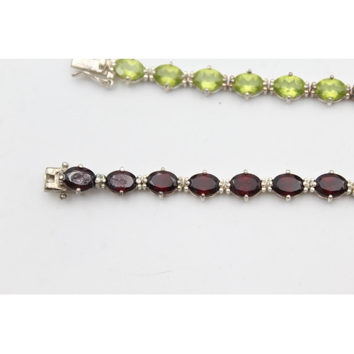 1165 - Five .925 silver gemstone set bracelets - approx. gross weight 73 grams