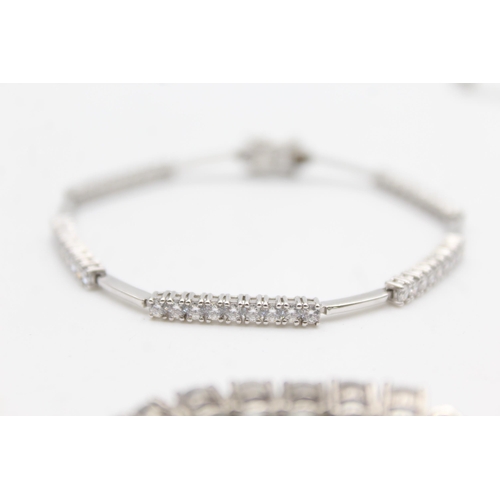 1166 - Three pieces of .925 silver jewellery, two tennis bracelets and one statement necklace - approx. gro... 