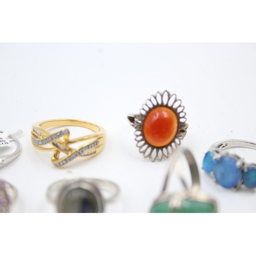 1169 - Twelve .925 silver gemstone set rings to include diamond etc. - approx. gross weight 47 grams