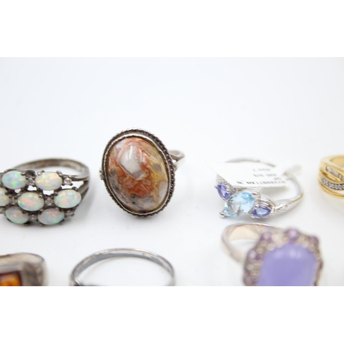 1169 - Twelve .925 silver gemstone set rings to include diamond etc. - approx. gross weight 47 grams